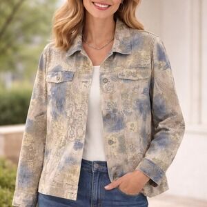 Christopher & Banks Tapestry Jacket Women Floral Brocade Button Front M